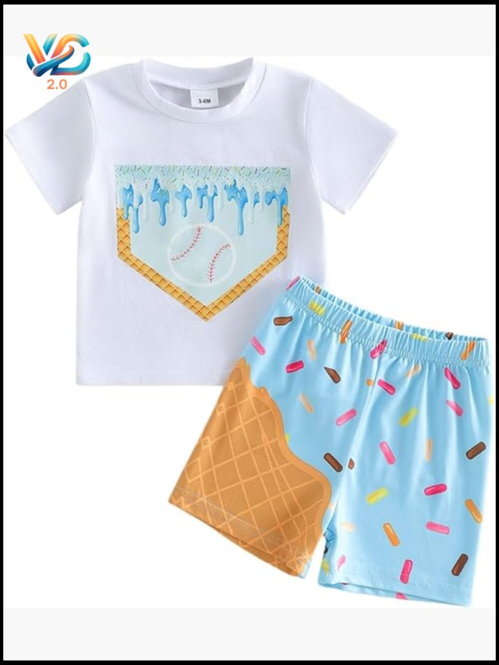 Toddler Boy Short Sleeve T-Shirt and Shorts Set Summer Sport Outfit Ages 0-4T